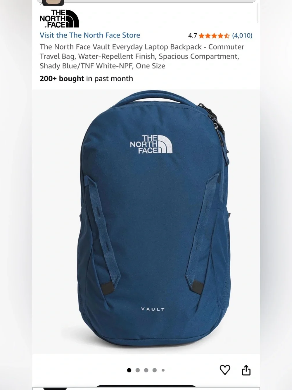 NWT! North Face Vault Everyday Laptop Backpack Commuter Travel Bag in Shady Blue